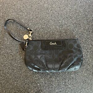 Coach Wristlet Black Canvas Signature Sufflette Clutch Wallet Wristlet